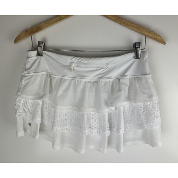 Lululemon Run Nothing to Hide Mini Micro Skort Skirt Shorts Tiered White Size 6 - Picture 13 of 16